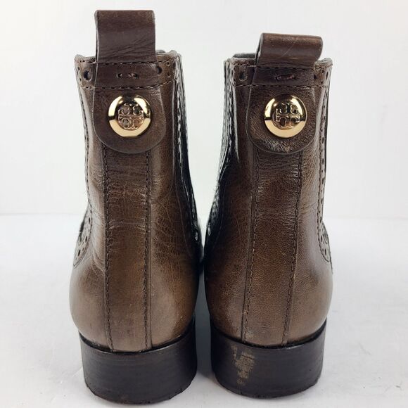 Tory Burch Chelsea Ankle Boots Patent Leather Brown Size 7 M - Picture 6 of 16